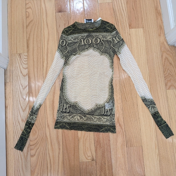 3S. NWT JEAN PAUL GAULTIER CARTOUCHE MESH CREW LONG SLEEVE TOP - Picture 5 of 8
